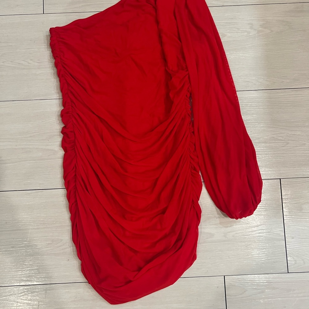 Amazon Vibrant Red Ruched Dress